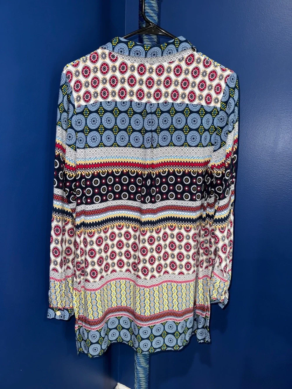 Peck & Peck- Western Boho Print High Low Blouse Size L - Picture 4 of 14